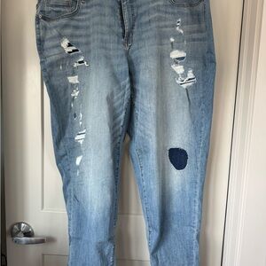 Lane Bryant Light Blue Distressed Boyfriend Jeans